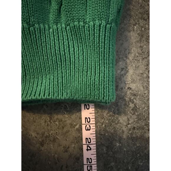 Ralph Lauren Sweater Womens Medium Green Cable Knit Crewneck Pink Pony Buttons - Picture 7 of 8